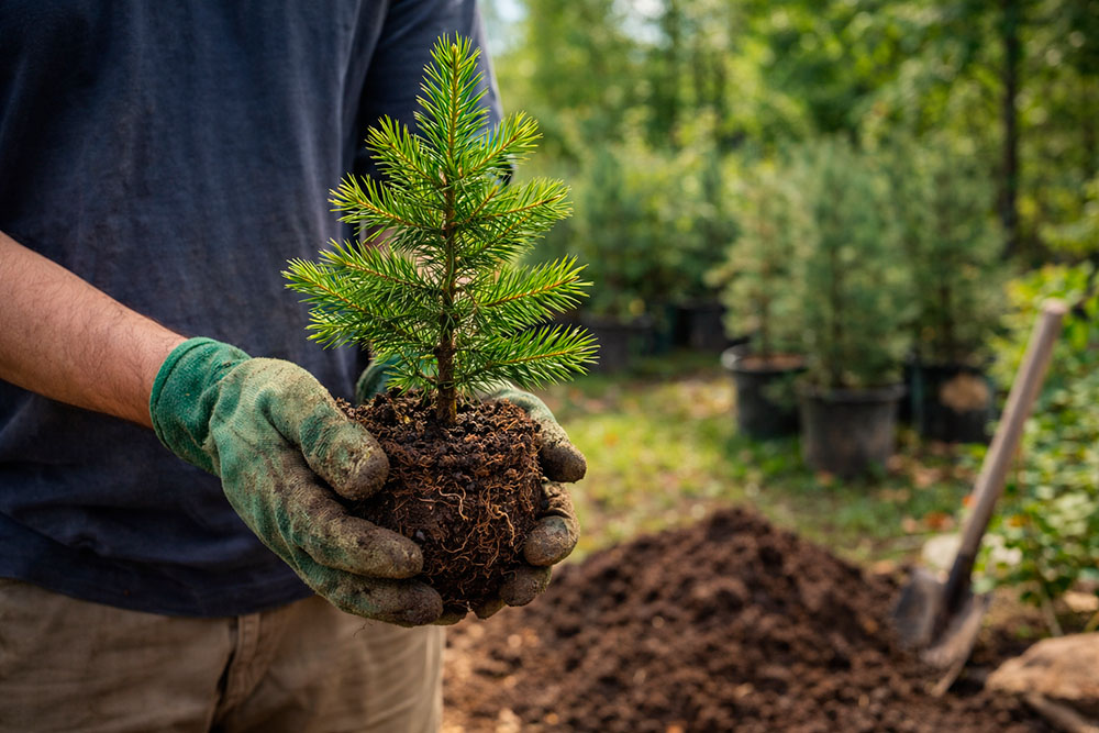 саженец кедра перед посадкой