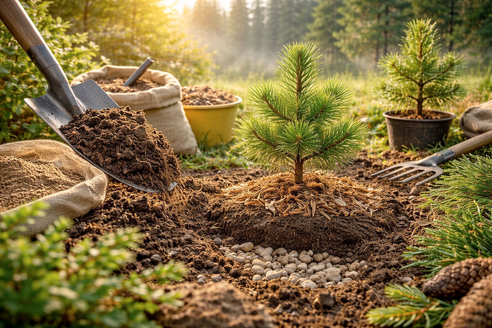 подходящая почва для саженцев кедра с рыхлой структурой и правильным дренажом